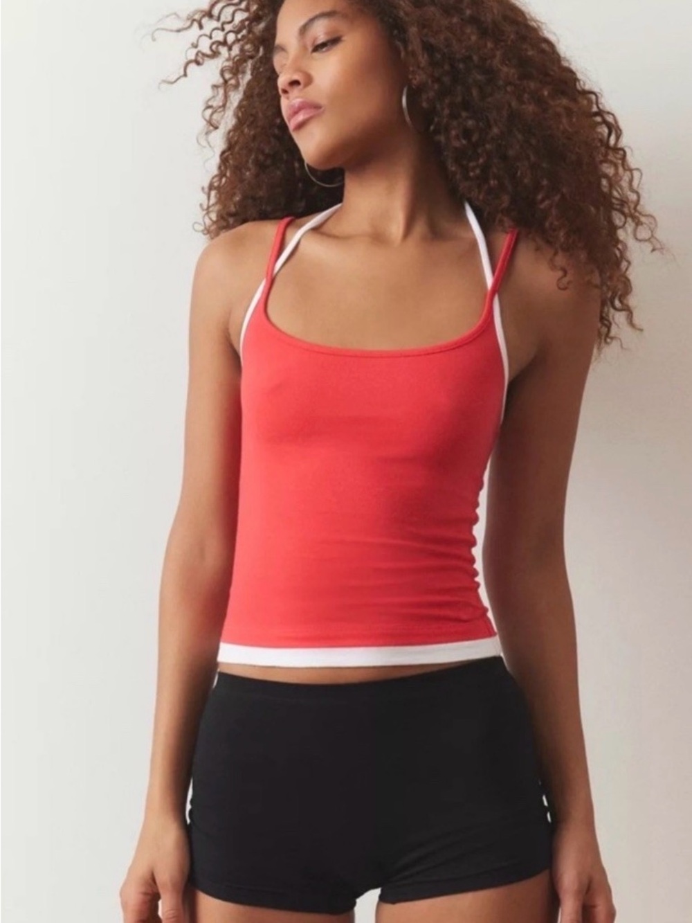 URBAN OUTFITTERS DOUBLE LAYER WHITE AND RED TIE TANK TOP